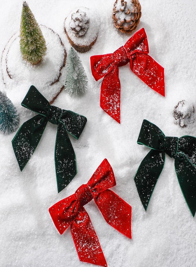 Daifunli 24 Pcs Velvet Christmas Bows for Christmas Tree 4.72" Rustic Crafts Gift Velvet Ribbon Bows Twist Tie Bows for Xmas Wreaths Garland Gift Wrapping Wedding Decor(Red,Green) - Image 5